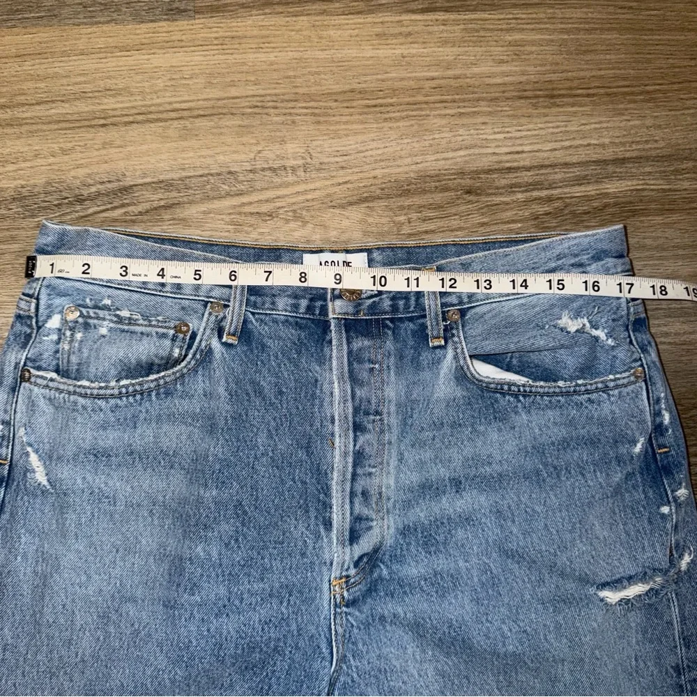 AGOLDE 90's Jean Distressed High Rise Straight Leg Blue Denim Size 31‎ A069C-811